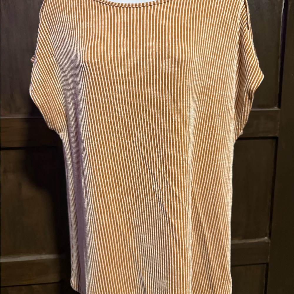 Grand Avenue Design-Striped Brown Women's Top NWT 
Size 2X